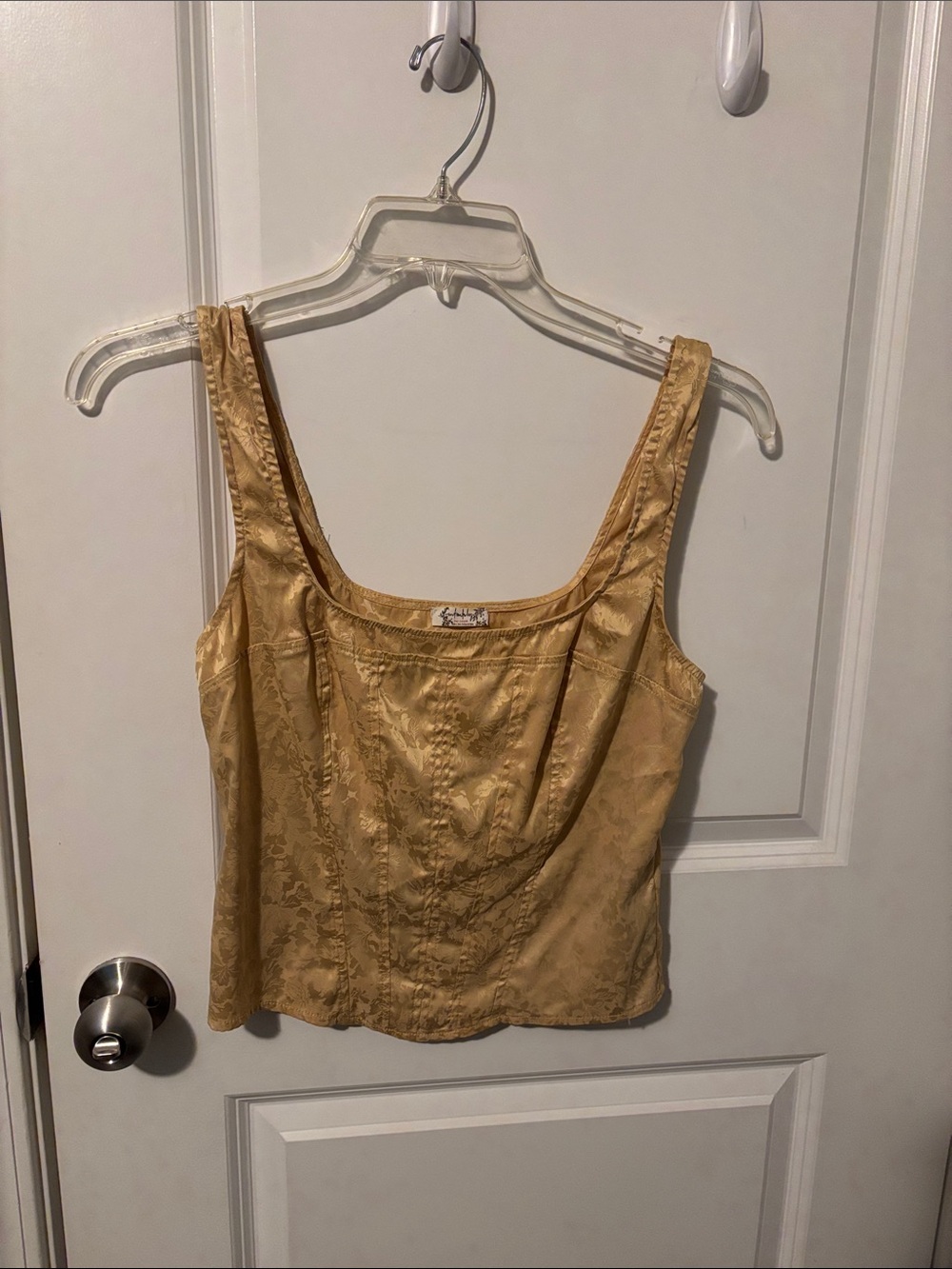 Free People Gold Satin Jacquard Camisole